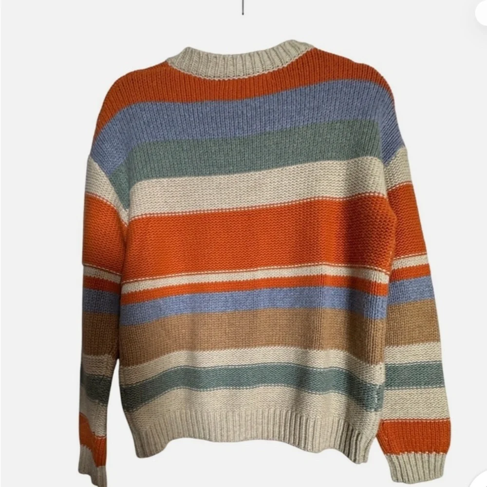 One Grey Day Chunky Nordstrom Striped Crew Neck Sweater - Women’s  S - Picture 2 of 2